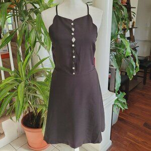Betsey Johnson Sz 10 Halter Dress Black New With Tags Scalloped Spaghetti Straps